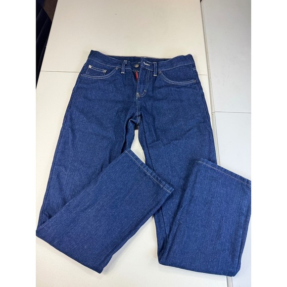 Dickies Style Blue Denim Carpenter Pants with Plaid Interior 4RG - Picture 1 of 10